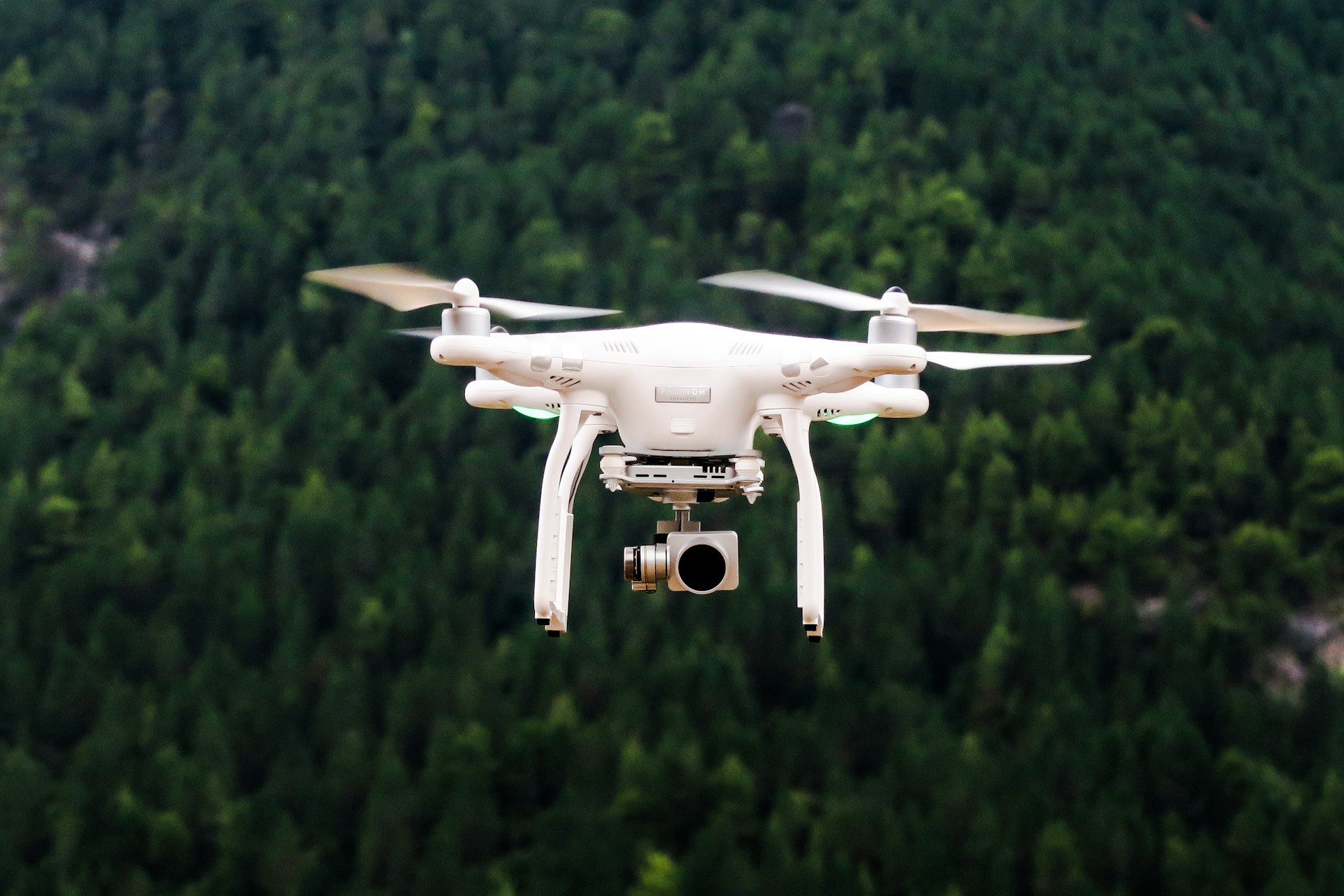 Drone soaring over landscape